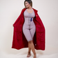 Bata de recuperación para mujer con mangas largas, diseño elegante y bolsillos para drenajes médicos.